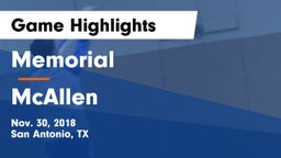 Memorial  vs McAllen  Game Highlights - Nov. 30, 2018