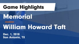 Memorial  vs William Howard Taft  Game Highlights - Dec. 1, 2018