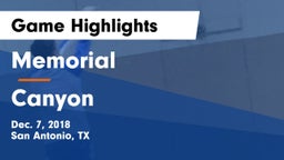 Memorial  vs Canyon  Game Highlights - Dec. 7, 2018