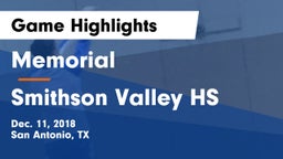 Memorial  vs Smithson Valley HS Game Highlights - Dec. 11, 2018