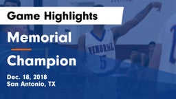 Memorial  vs Champion  Game Highlights - Dec. 18, 2018