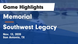Memorial  vs Southwest Legacy  Game Highlights - Nov. 13, 2020