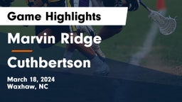 Marvin Ridge  vs Cuthbertson  Game Highlights - March 18, 2024