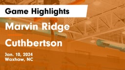 Marvin Ridge  vs Cuthbertson  Game Highlights - Jan. 10, 2024