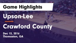 Upson-Lee  vs Crawford County Game Highlights - Dec 13, 2016