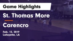 St. Thomas More  vs Carencro  Game Highlights - Feb. 12, 2019