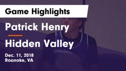 Patrick Henry  vs Hidden Valley  Game Highlights - Dec. 11, 2018