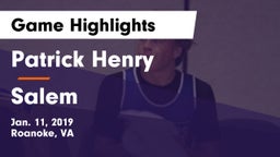 Patrick Henry  vs Salem  Game Highlights - Jan. 11, 2019