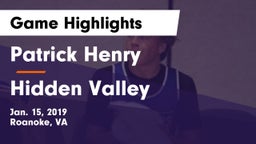 Patrick Henry  vs Hidden Valley  Game Highlights - Jan. 15, 2019