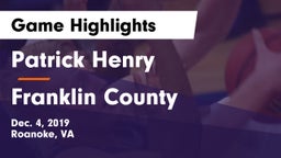 Patrick Henry  vs Franklin County  Game Highlights - Dec. 4, 2019