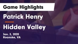 Patrick Henry  vs Hidden Valley  Game Highlights - Jan. 3, 2020