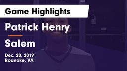 Patrick Henry  vs Salem  Game Highlights - Dec. 20, 2019