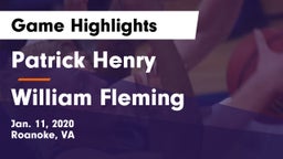 Patrick Henry  vs William Fleming Game Highlights - Jan. 11, 2020