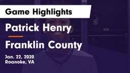 Patrick Henry  vs Franklin County  Game Highlights - Jan. 22, 2020