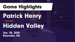 Patrick Henry  vs Hidden Valley  Game Highlights - Jan. 28, 2020