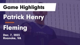 Patrick Henry  vs Fleming  Game Highlights - Dec. 7, 2023