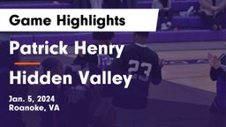 Patrick Henry  vs Hidden Valley  Game Highlights - Jan. 5, 2024