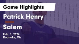 Patrick Henry  vs Salem  Game Highlights - Feb. 1, 2024