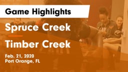 Spruce Creek  vs Timber Creek  Game Highlights - Feb. 21, 2020
