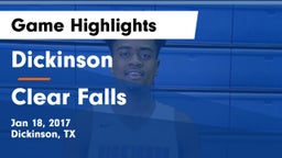 Dickinson  vs Clear Falls Game Highlights - Jan 18, 2017