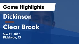 Dickinson  vs Clear Brook Game Highlights - Jan 21, 2017
