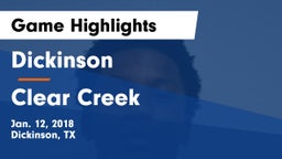 Dickinson  vs Clear Creek Game Highlights - Jan. 12, 2018