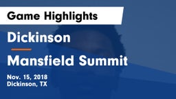Dickinson  vs Mansfield Summit  Game Highlights - Nov. 15, 2018