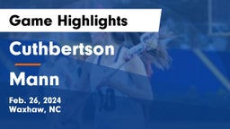 Cuthbertson  vs Mann  Game Highlights - Feb. 26, 2024