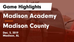 Madison Academy  vs Madison County  Game Highlights - Dec. 3, 2019