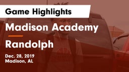 Madison Academy  vs Randolph  Game Highlights - Dec. 28, 2019