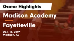 Madison Academy  vs Fayetteville  Game Highlights - Dec. 16, 2019