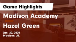 Madison Academy  vs Hazel Green  Game Highlights - Jan. 20, 2020