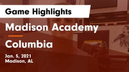Madison Academy  vs Columbia  Game Highlights - Jan. 5, 2021