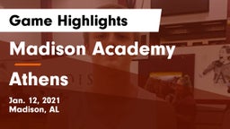 Madison Academy  vs Athens  Game Highlights - Jan. 12, 2021