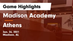 Madison Academy  vs Athens  Game Highlights - Jan. 26, 2021