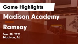Madison Academy  vs Ramsay  Game Highlights - Jan. 30, 2021