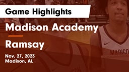 Madison Academy  vs Ramsay  Game Highlights - Nov. 27, 2023