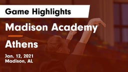 Madison Academy  vs Athens  Game Highlights - Jan. 12, 2021