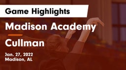 Madison Academy  vs Cullman  Game Highlights - Jan. 27, 2022