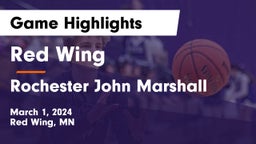 Red Wing  vs Rochester John Marshall  Game Highlights - March 1, 2024