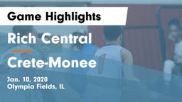 Rich Central  vs Crete-Monee  Game Highlights - Jan. 10, 2020