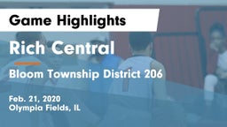 Rich Central  vs Bloom Township  District 206 Game Highlights - Feb. 21, 2020