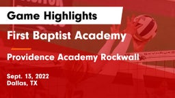 First Baptist Academy vs Providence Academy Rockwall Game Highlights - Sept. 13, 2022