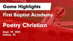 First Baptist Academy vs Poetry Christian  Game Highlights - Sept. 29, 2022