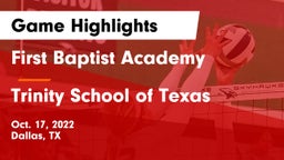 First Baptist Academy vs Trinity School of Texas  Game Highlights - Oct. 17, 2022
