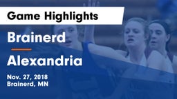Brainerd  vs Alexandria  Game Highlights - Nov. 27, 2018