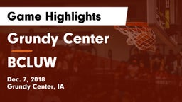 Grundy Center  vs BCLUW  Game Highlights - Dec. 7, 2018