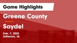 Greene County  vs Saydel  Game Highlights - Feb. 7, 2020
