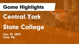 Central York  vs State College  Game Highlights - Jan. 22, 2022