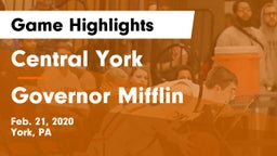 Central York  vs Governor Mifflin  Game Highlights - Feb. 21, 2020